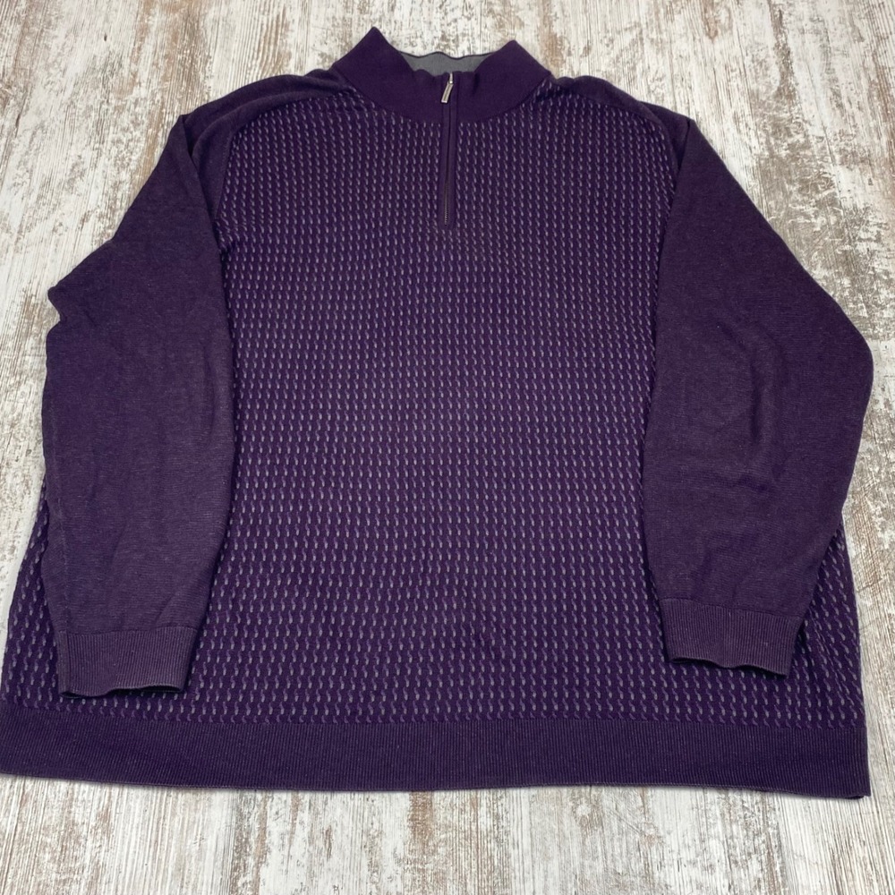 Tommy Bahama Coastal Shores 1/4 Zip Sweater Purple Gray Modern Golfcore 3XL